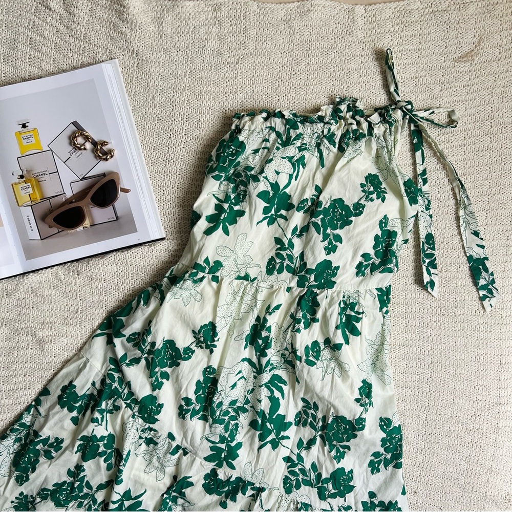 Woman One Shoulder Floral Maxi Dress | Size: S | Green & Beige | Women - Picture 2 of 8